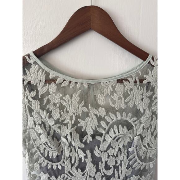 Adrianna Papell Mint Green Lace Overlay Keyhole Back Sheath Dress Size 4 - Picture 12 of 15